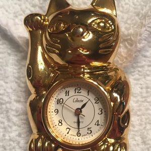Collezio Quartz Golden Cat Watch Clock 2”